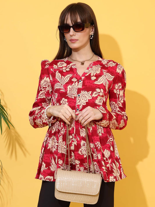 Sheetal Associates Women's Top Shirt Stylish Trendy for Girls | Floral Printed Top | Lightweight Day Comfort