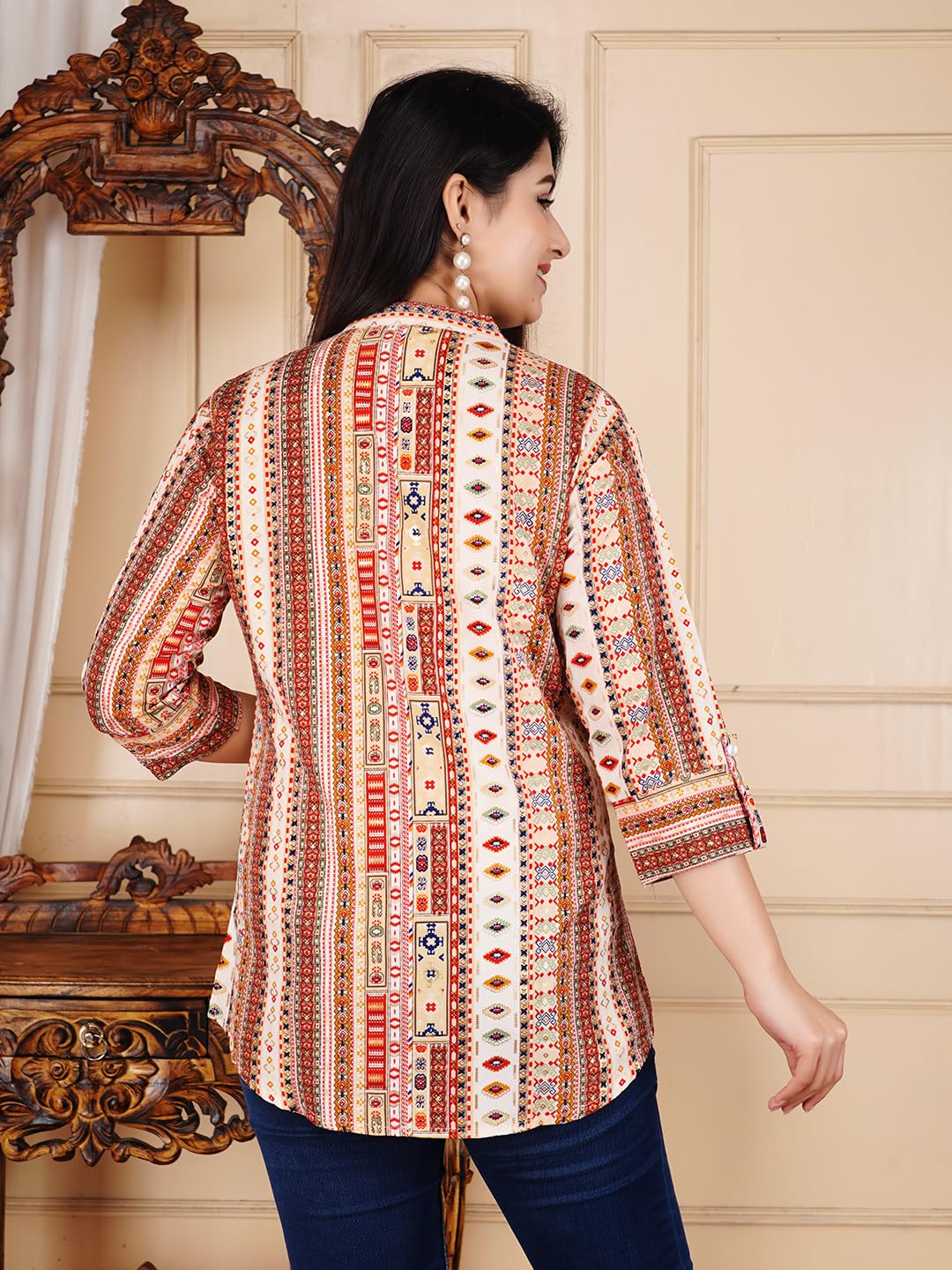 FebQ Women's Polycotton Fabric 3/4 Sleeves