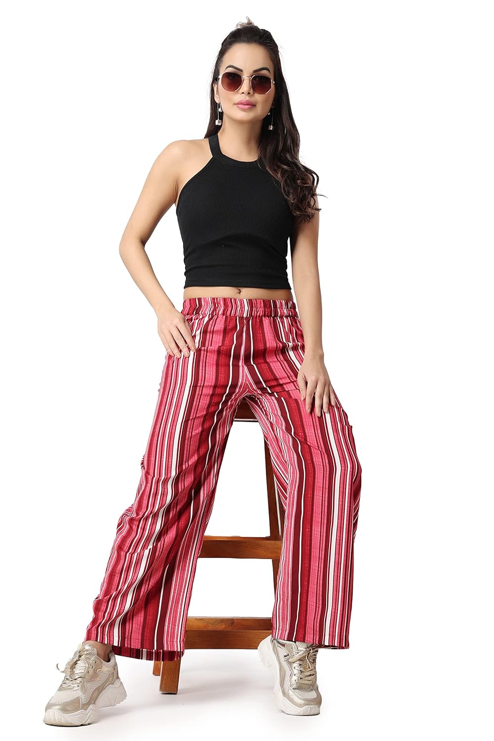 POPWINGS Casual Floral Printed Loose Fit Trousers