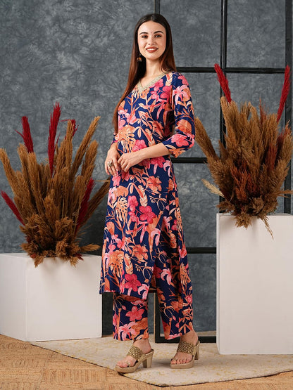 DESIGNER Women's Rayon Blend Kurta with Palazzo