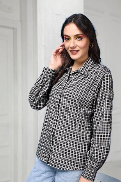 POPWINGS Casual Checks Print Shirt for Women
