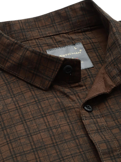 Majestic Man Cotton Checkered Slim Fit Casual Shirt