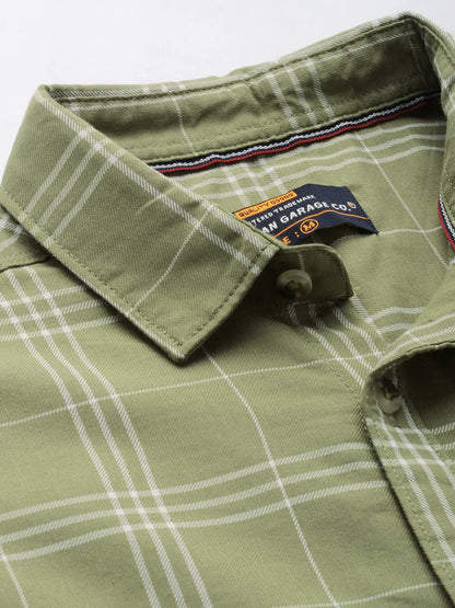 The Indian Garage Co Men's Cotton Slim Fit Checkered