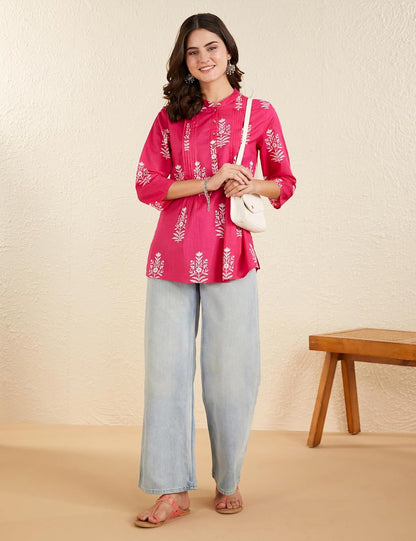 Myx Women's Cotton Printed A-line Short Kurti