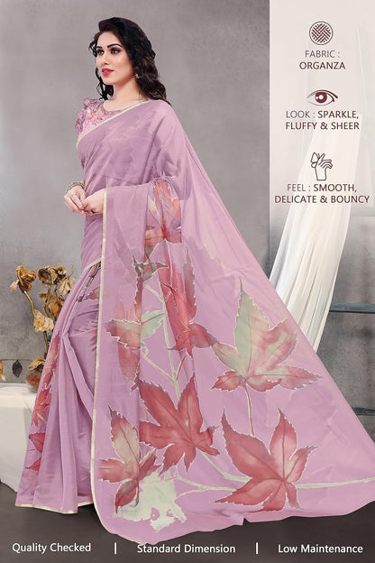 Printed Women's Organza Saree Design with Blouse Piece