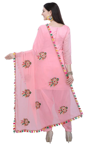 EthnicJunction Women's Chanderi Cotton Embroidered