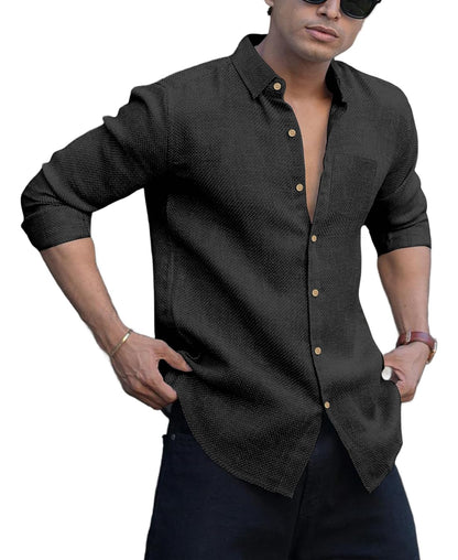 Men's Solid Linen Cotton Shirt | Casual | Plain