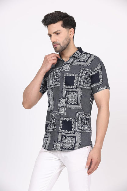 CVC Men's Regular Fit Half Sleeve Printed Shirt