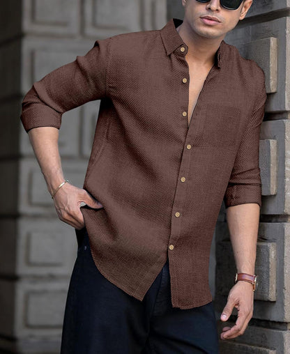 Men's Solid Linen Cotton Shirt | Casual | Plain