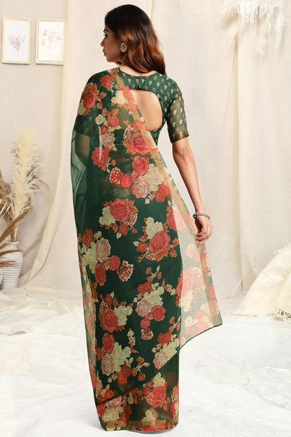Women's Kota Floral Printed Saree with Blouse Piece
