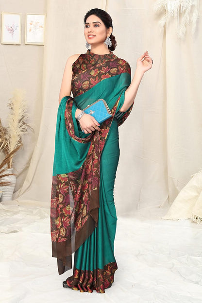 Chiffon Printed Women Saree with Blouse Piece