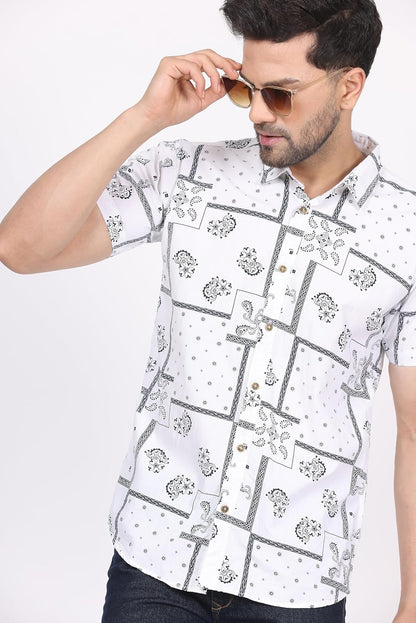 CVC Men's Regular Fit Half Sleeve Printed Shirt