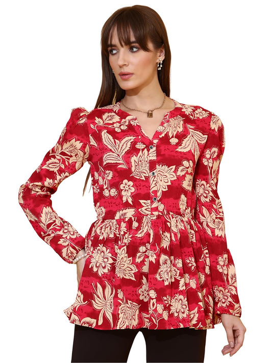 Sheetal Associates Women's Top Shirt Stylish Trendy for Girls | Floral Printed Top | Lightweight Day Comfort