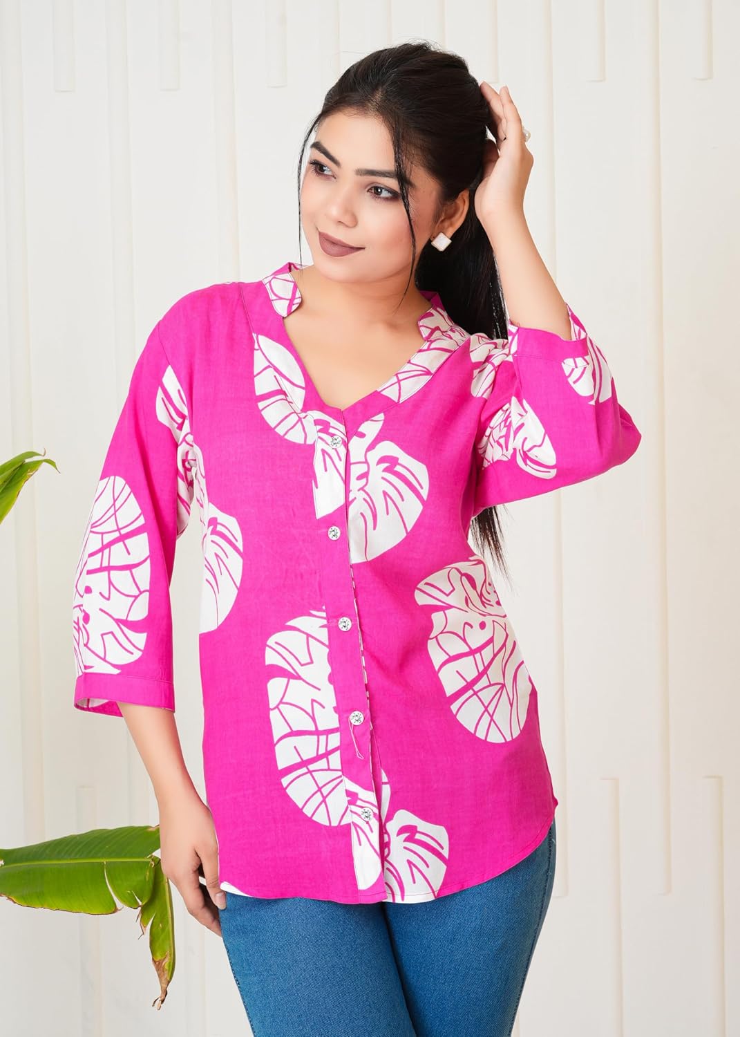 Lamenda Fashions Floral Printed Shirt Style Top