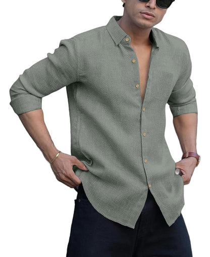 Men's Solid Linen Cotton Shirt | Casual | Plain