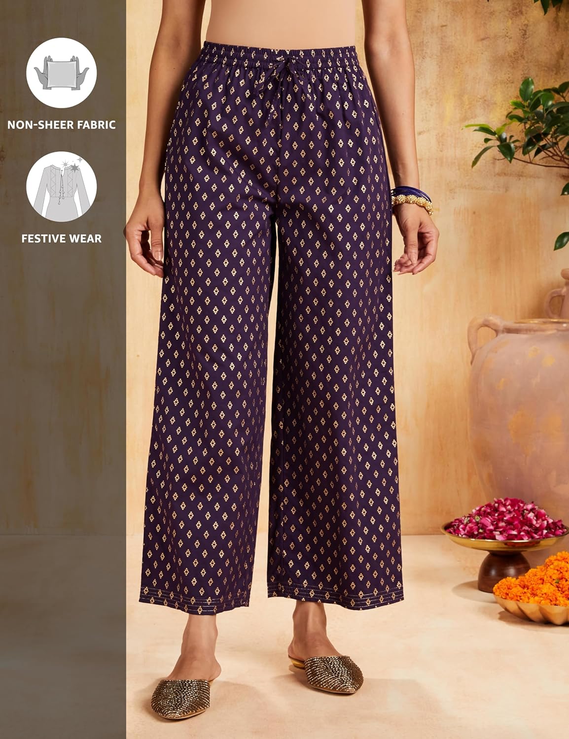 Myx Women's Solid Straight Printed Kurta and Pant
