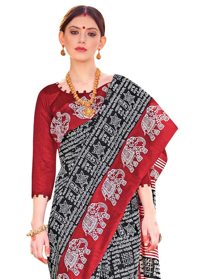 Women's Bhagalpuri Silk Ethnic Motif Printed Saree