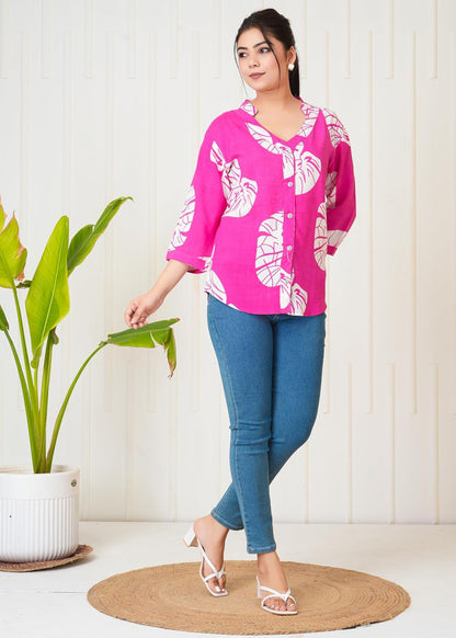 Lamenda Fashions Floral Printed Shirt Style Top