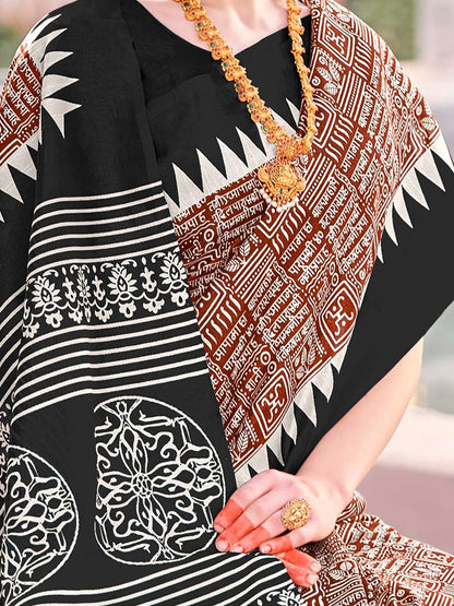 Women's Bhagalpuri Silk Ethnic Motif Printed Saree