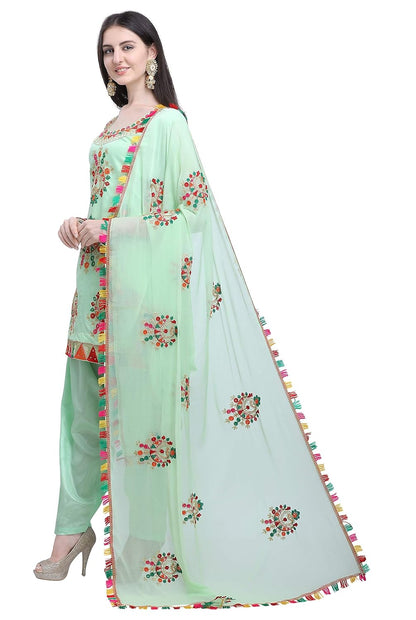 EthnicJunction Women's Chanderi Cotton Embroidered