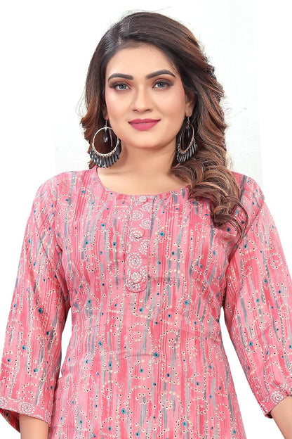 Rajnandini Women's Light Pink PC Cotton Jaipuri Printed