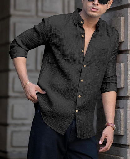 Men's Solid Linen Cotton Shirt | Casual | Plain