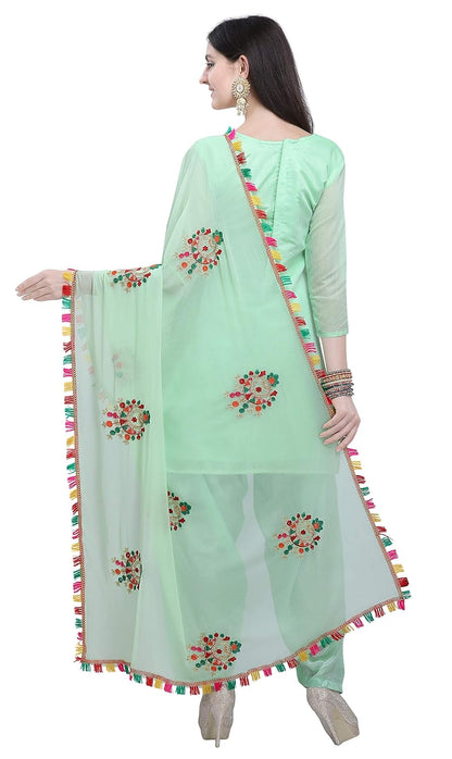 EthnicJunction Women's Chanderi Cotton Embroidered