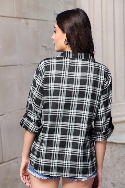 POPWINGS Casual Checks Print Shirt for Women