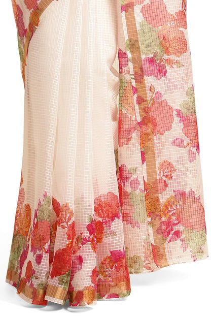 Women's Kota Floral Printed Saree with Blouse Piece