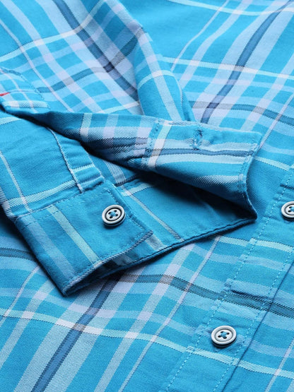 The Indian Garage Co Men's Cotton Slim Fit Checkered