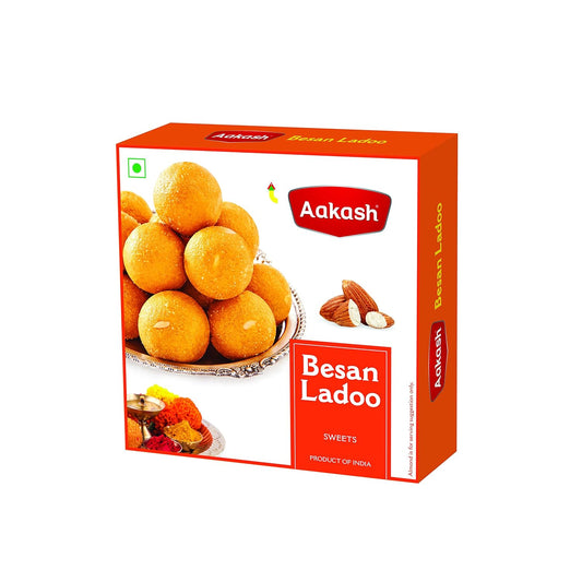 Aakash Namkeen Besan Ladoo | Made with Chickpea flour | Authentic Traditional Indian Sweets Besan Ladoo | 400 Gm
