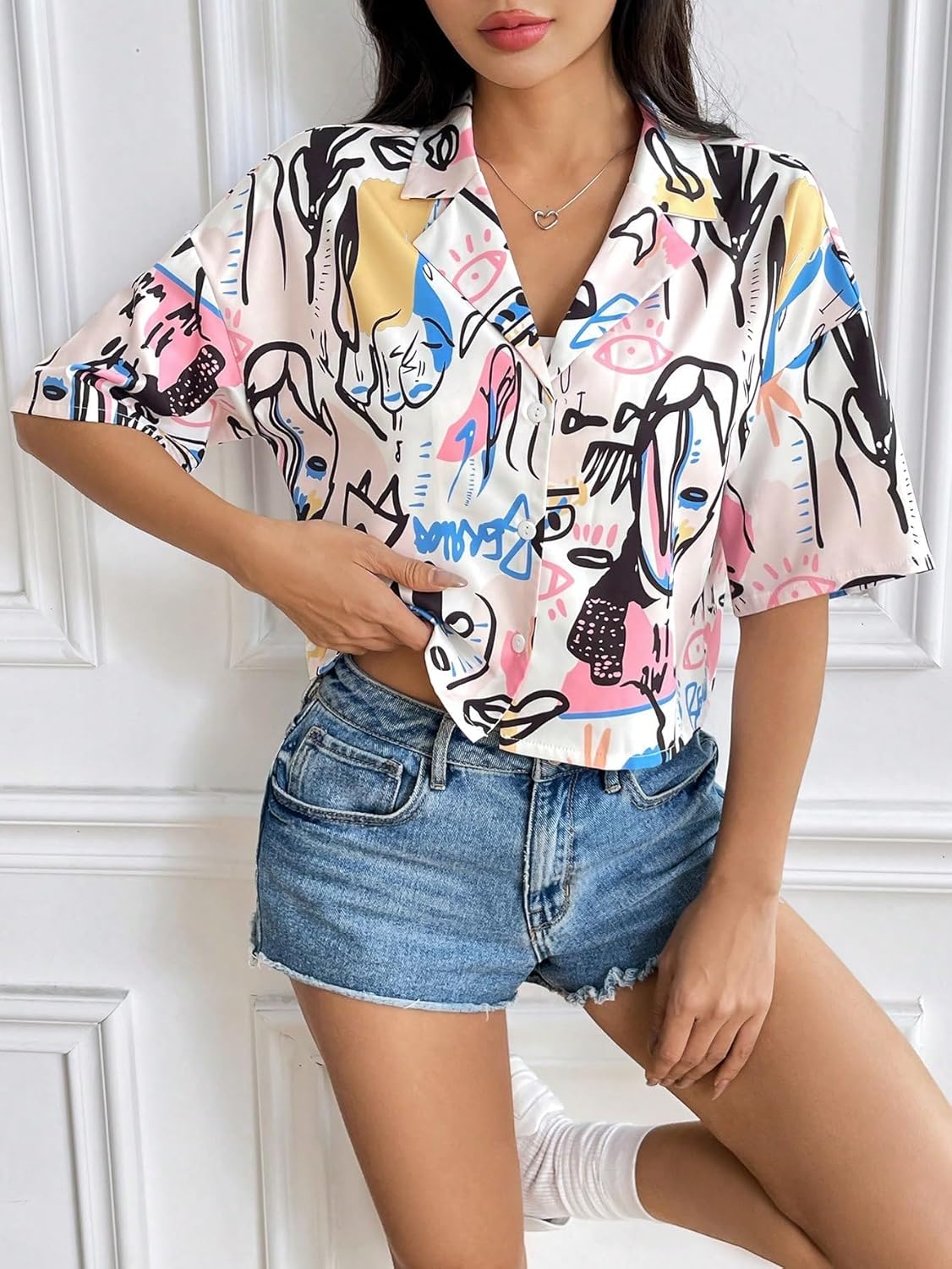 KATECLO Women's Full Sleeve Floral Print Shirt
