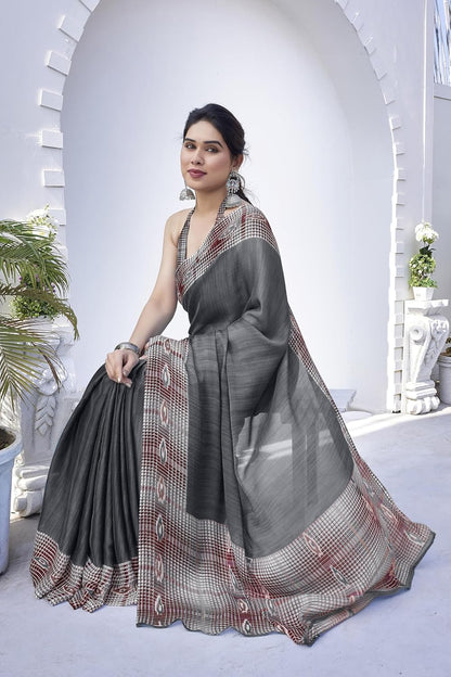 Women's Chiffon Printed Saree with BlousePiece