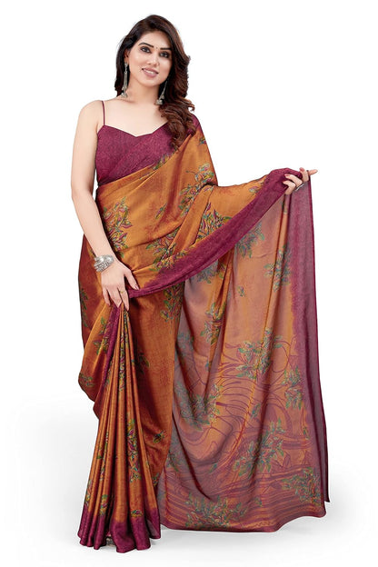 Women's Stylish Chiffon  Print Saree with Blouse Piece