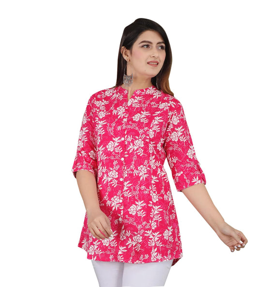 Gudwear Stylish Printed Button Down Style Shirt Top for Women