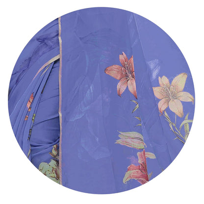 Printed Women's Organza Saree Design with Blouse Piece