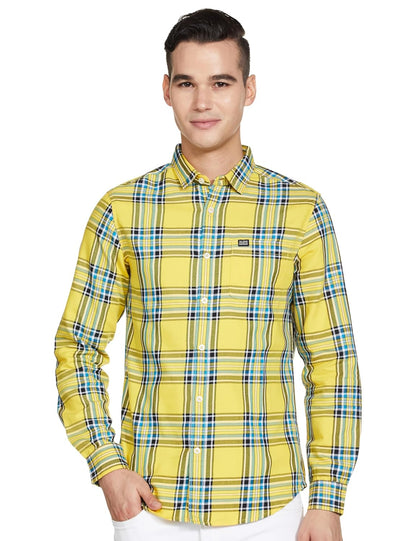 The Indian Garage Co Men's Cotton Slim Fit Checkered