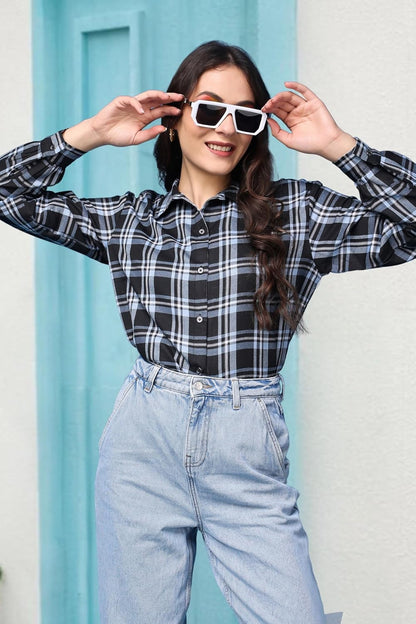 POPWINGS Casual Checks Print Shirt for Women