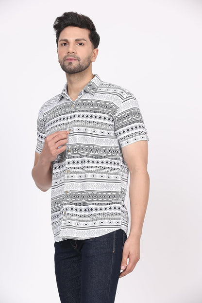 CVC Men's Regular Fit Half Sleeve Printed Shirt