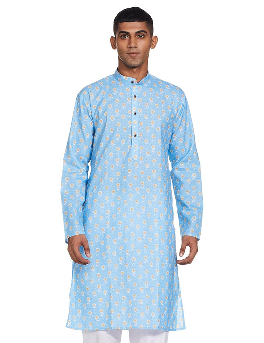 Luxrio Kurta for Men Cotton Blend Long Printed Straight Fit