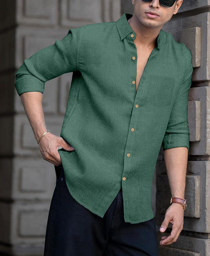 RAIZAX Men Linen Cotton Full Sleeve Shirt for Man