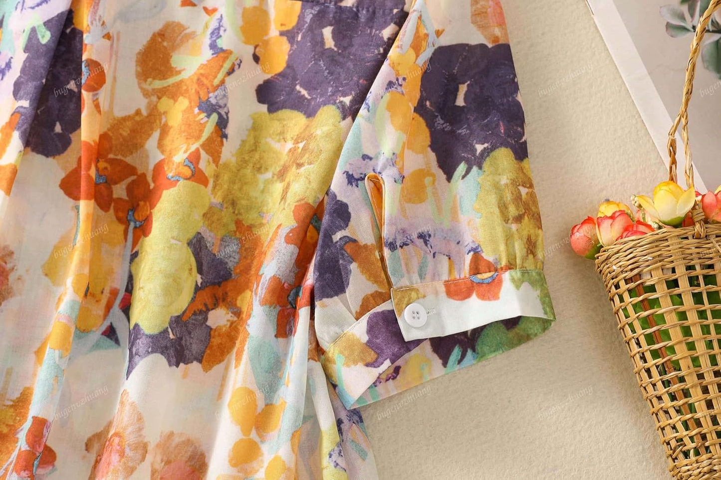 Gufrina Women Mustard Multicolor Floral Print Button