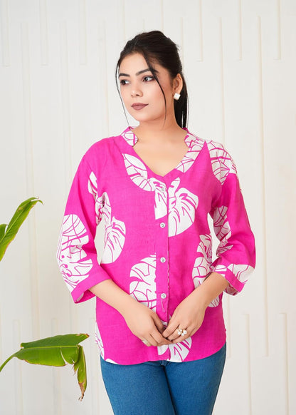 Lamenda Fashions Floral Printed Shirt Style Top