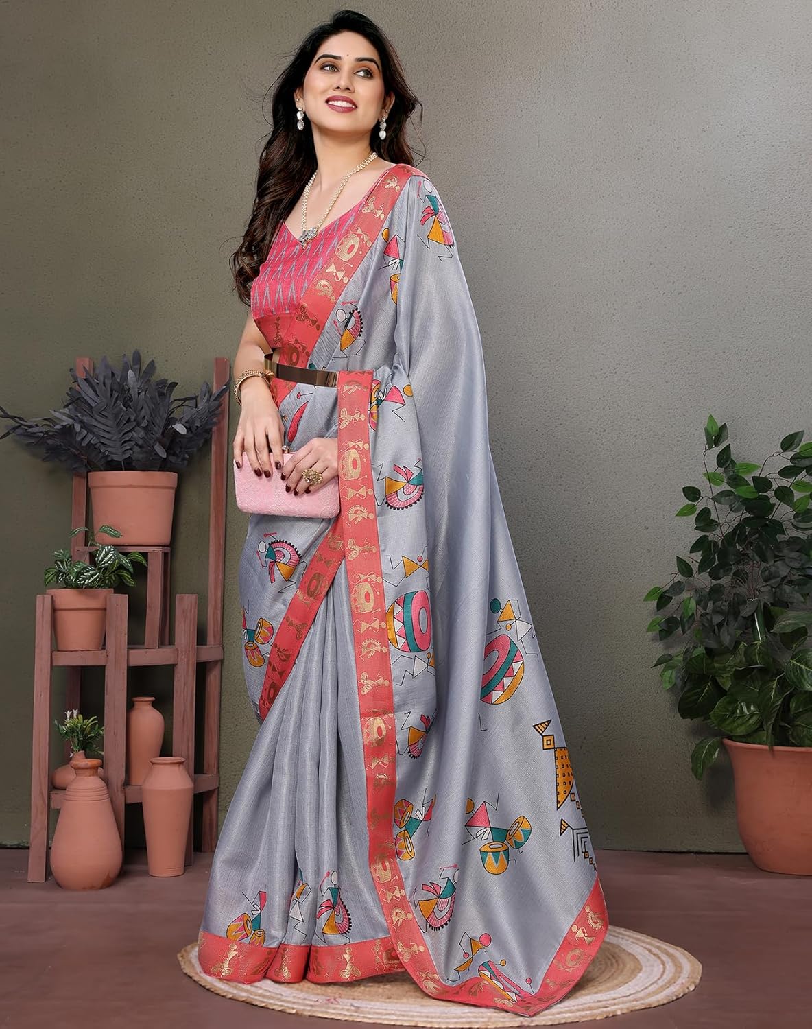 Yashika Women's Printed Kalamkari Art Silk Saree