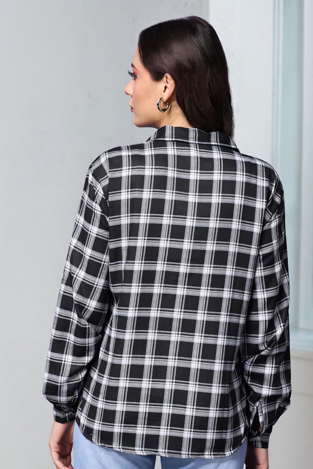 POPWINGS Casual Checks Print Shirt for Women