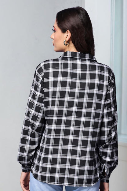 POPWINGS Casual Checks Print Shirt for Women