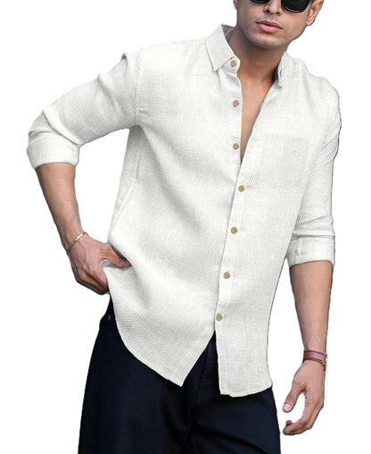 RAIZAX Men Linen Cotton Full Sleeve Shirt for Man