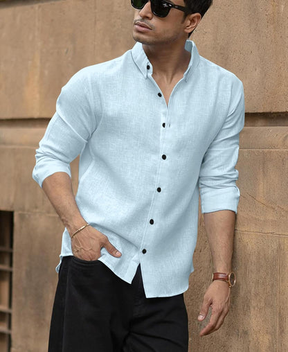 Men's Solid Linen Cotton Shirt | Casual | Plain