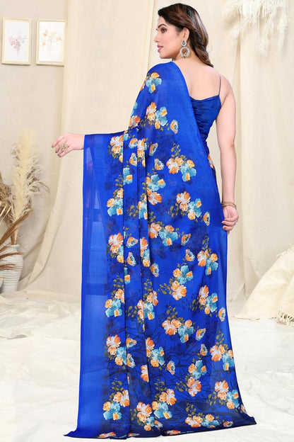 Floral Printed Saree with Blouse Piece