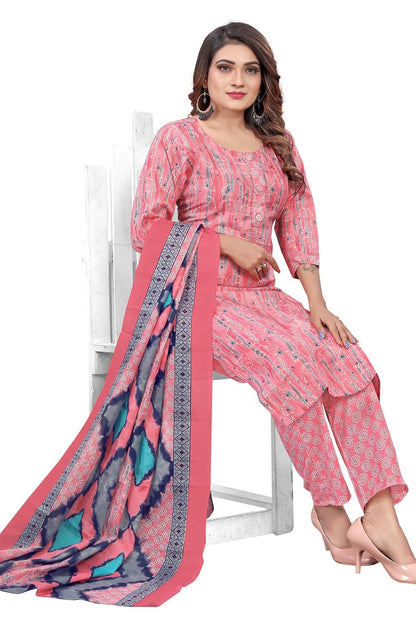 Rajnandini Women's Light Pink PC Cotton Jaipuri Printed